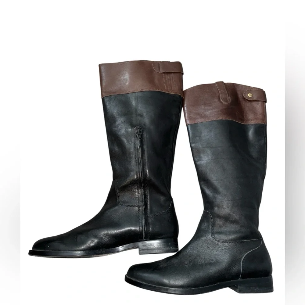 Ralph Lauren two toned rider boots janessa boots